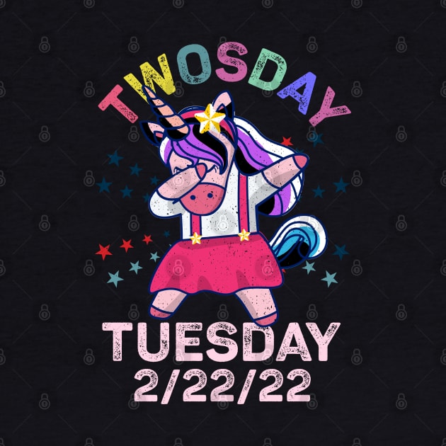 Unicorn Dabbing Tuesday February 22nd Teacher - Happy Twosday 2022 by alcoshirts